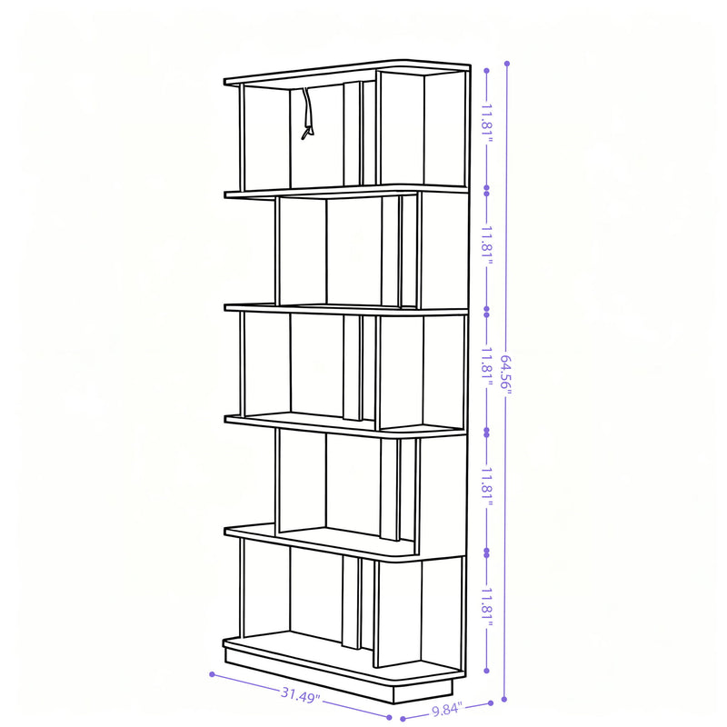 Modern 5 Tier Open Storage Bookcase
