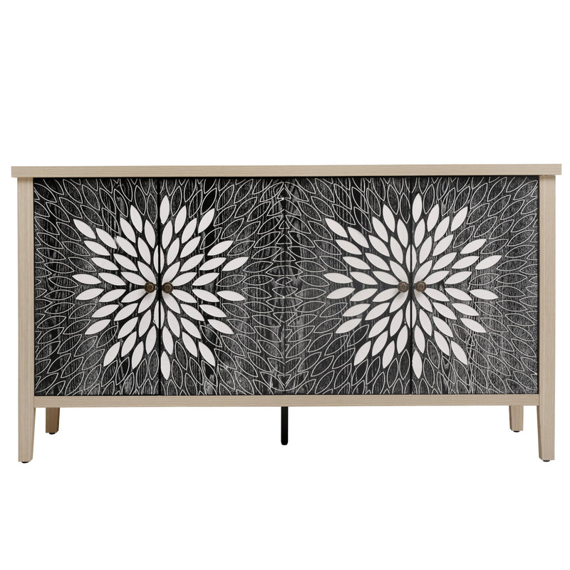 Modern Storage Cabinet With 4 Doors & Adjustable Shelves