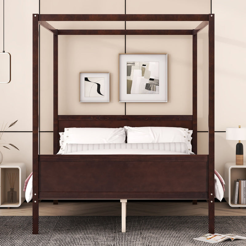 Canopy Platform Bed With Headboard And Footboard, Slat Support Leg