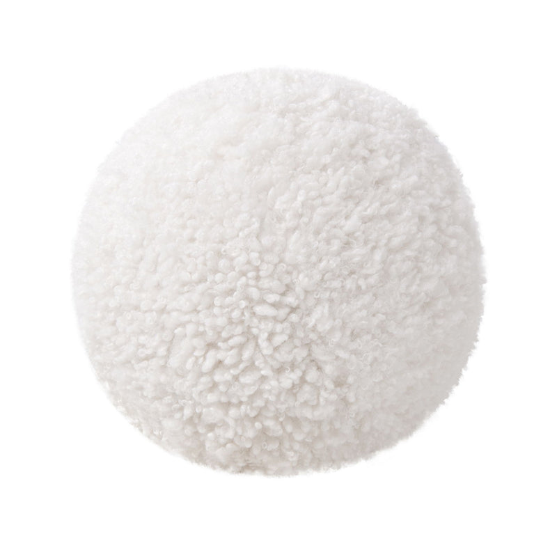 Ayla - Round Sphere Accent Ball Throw Pillow - Curly White