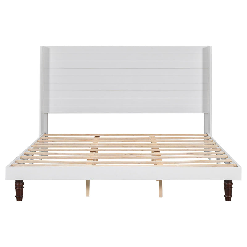 King Size, Stylish High Headboard Bed, High Quality - White