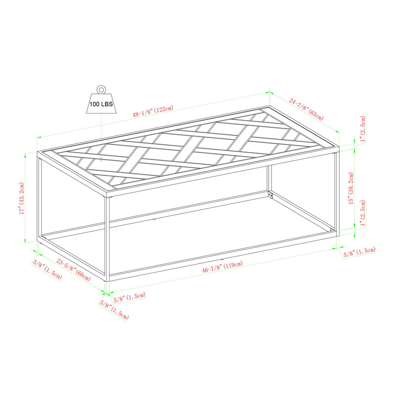 Decorative Parquet Top Rectangle Coffee Table - Parquet Veneer