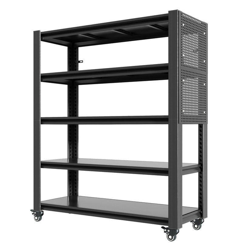 Heavy Duty Adjustable Metal Shelving Unit With Pegboard And Wheels For Multipurpose Storage
