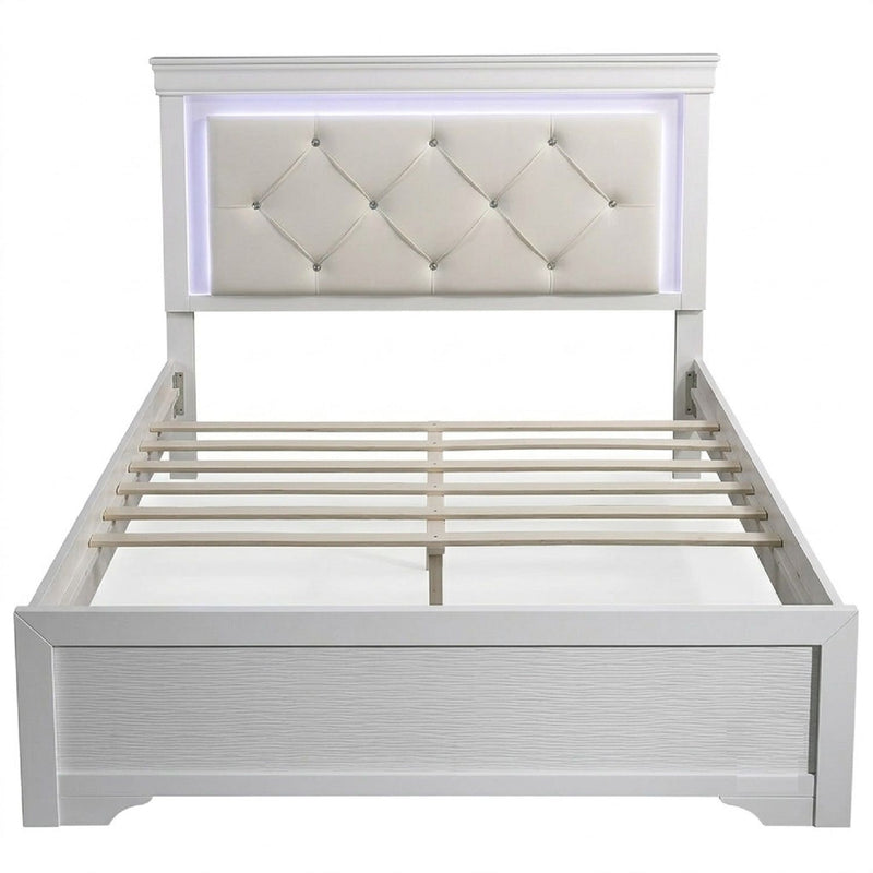 Tufted Headboard Bed With LED Lighting