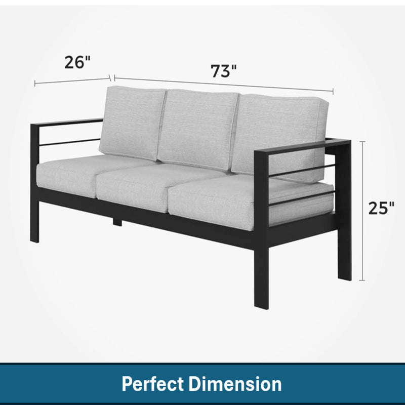 All-Weather Patio Sofa & Cushions, 3 Seat Outdoor Couch
