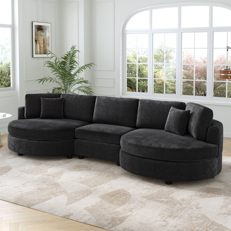 Modern 3 Seater Upholstered Sofa With Curved Design