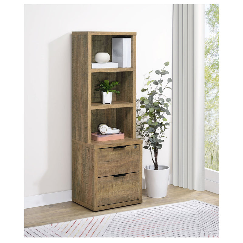 Multifunctional Bookcase With Three Open Shelves, 2 Drawers, Dual USB Charging Outlet