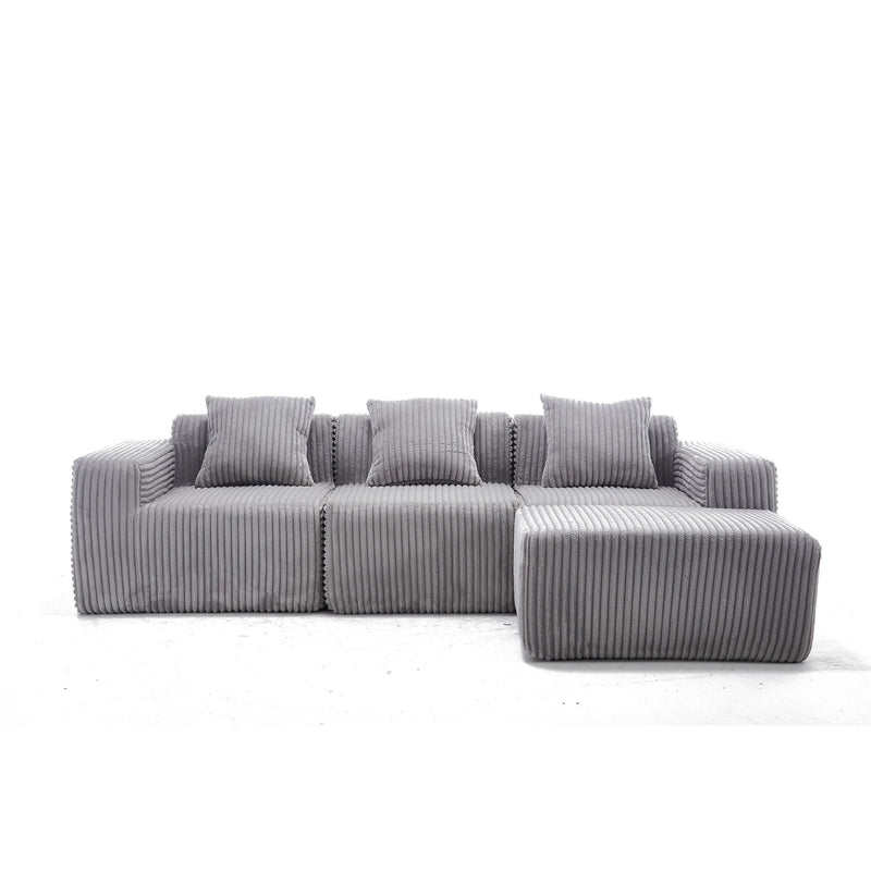 L - Shape Modern Minimalist Modular Sectional Sofa, Upholstered Cloud Couch With Deep Seats