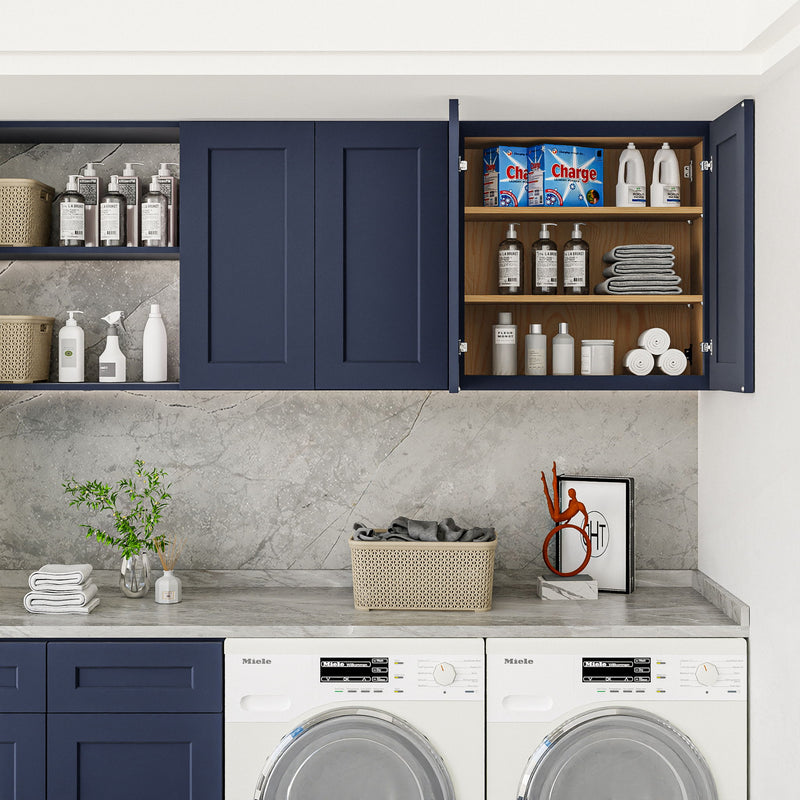 Shaker Wall Cabinet With Soft Close Hinges, Adjustable Shelves, Double Door