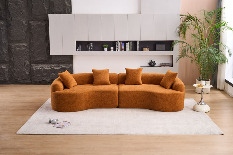 4 Seater Sofa With Fabric, 30D, 60 Hardness Full Sponge, 4 Pillow For Living Room, Home Furniture Sleeper Sectional Sofa For Apartment
