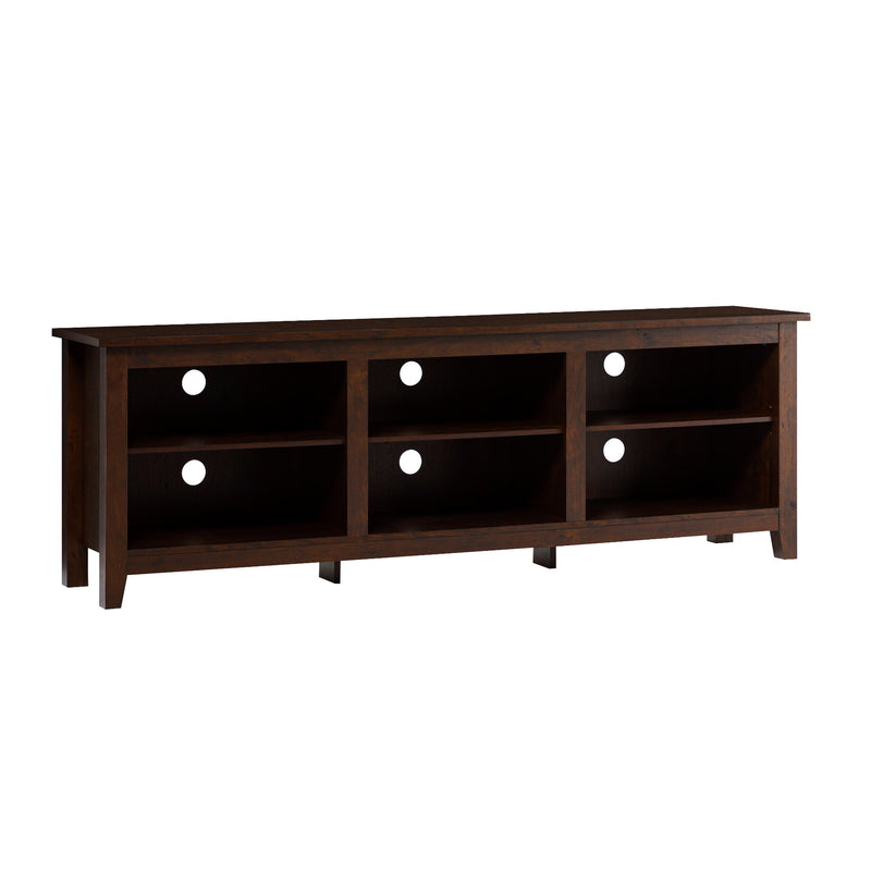 Modern 3 Shelf Open Storage 70" TV Stand For 80" TVs - Brown