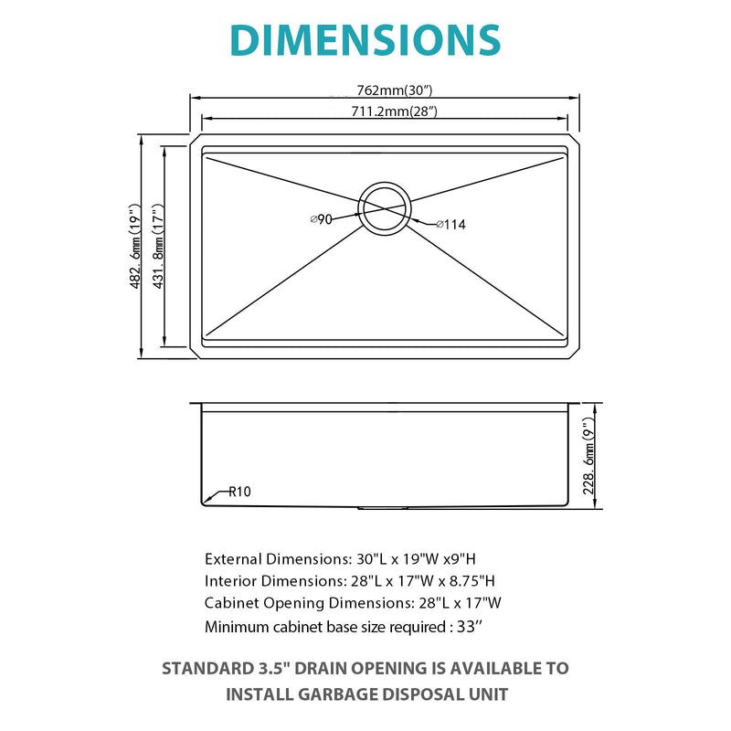 Undermount Workstation Kitchen Sink Stainless Steel Single Bowl