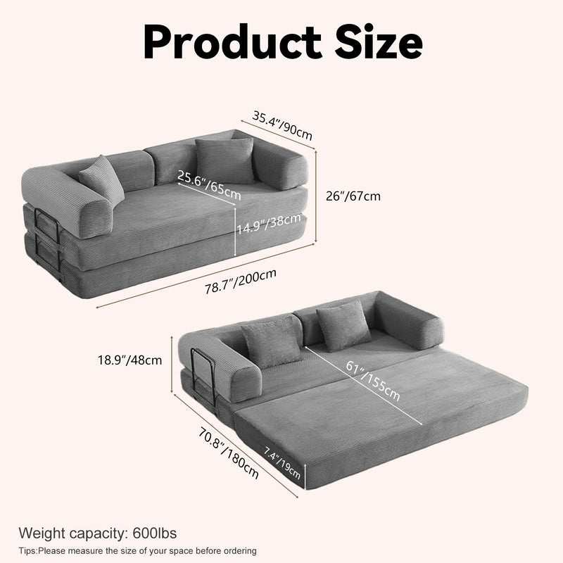 Convertible Sofa Bed With Removable Pillows
