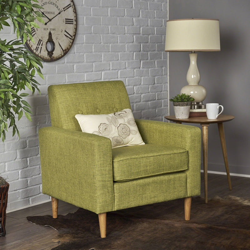 Nebulize - Upholstered Fabric Club Chair With Button Tufted And Square Off Arm And Back