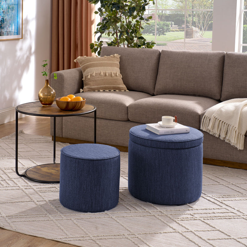 Multi Functional Ottoman And Table Set With Drum Stool