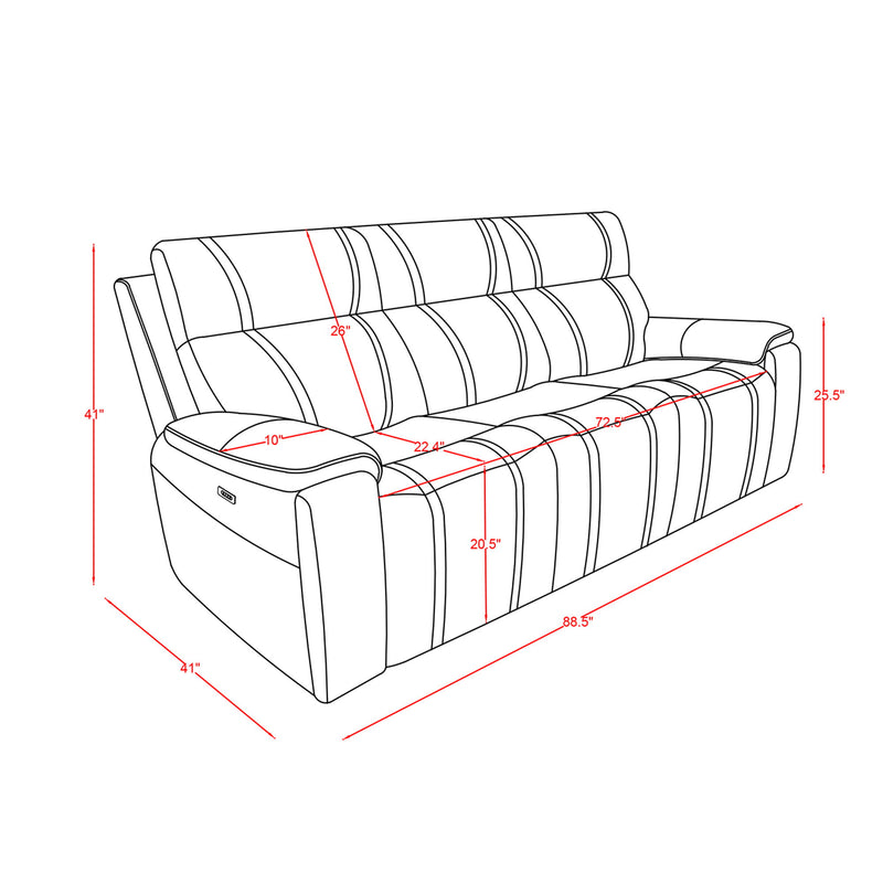 Gary - Power Reclining Sofa With Pillow Top Arms, Hidden Cup Holders - Black