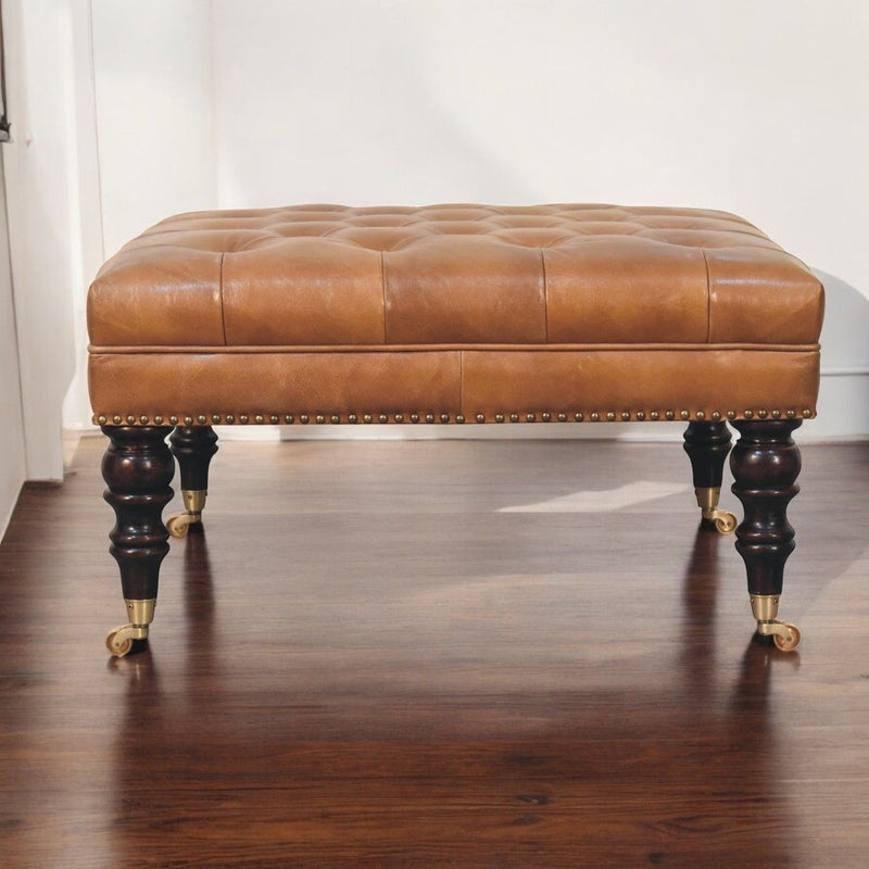 Buffalo - Leather Ottoman With Castor Legs