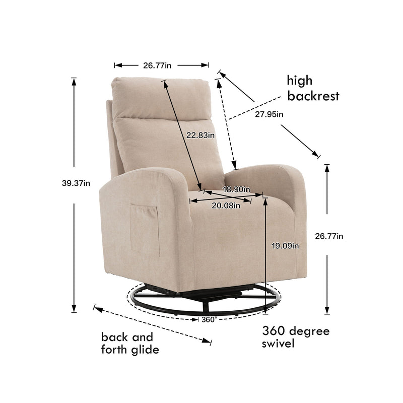 Jiada - Upholstered Swivel Glider Rocking Chair For Nursery Modern Style One Left Bag