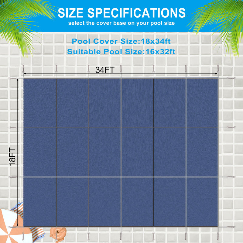 16 X 32 Ft Inground Pool Safety Cover, Rectangle