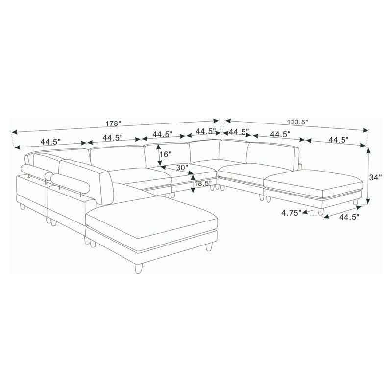 Modern Modular Sectional With Adjustable Back Support