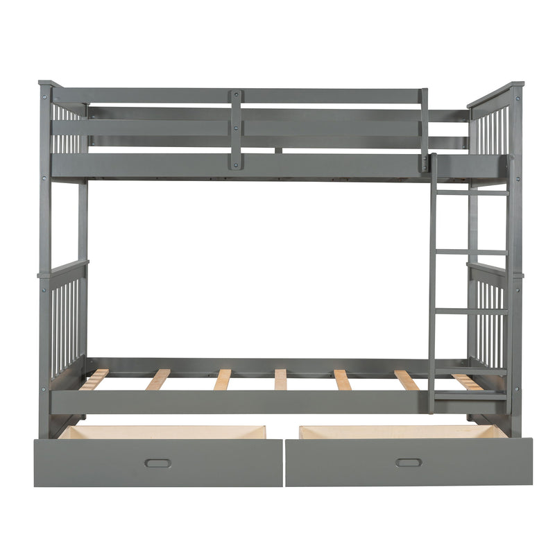Bunk Bed With Ladders And 2 Storage Drawers