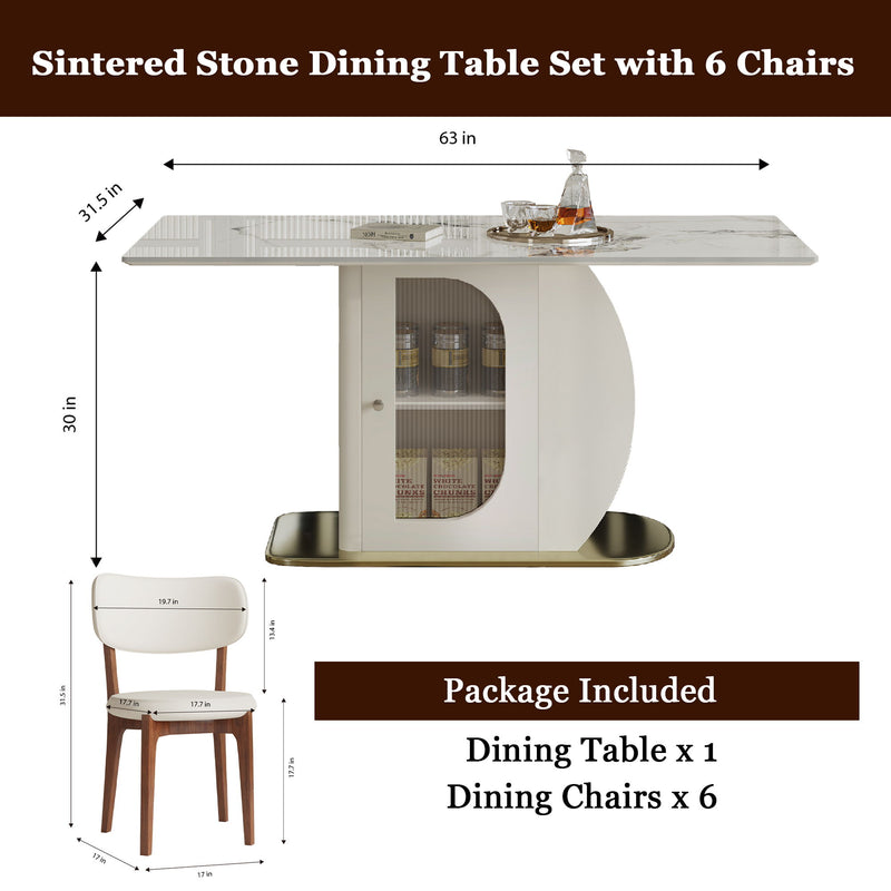 Dining Table Set With Storage, Includes Chairs For Kitchen