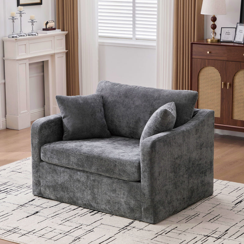 Farmhouse Accent Chair With 2 Bolster Pillows