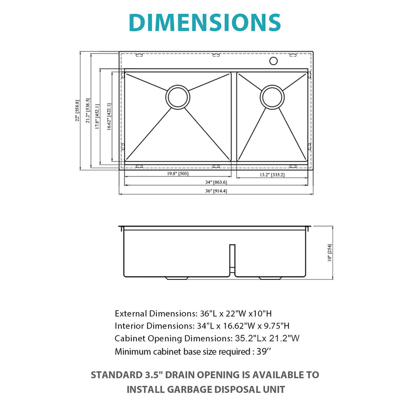 Topmount Drop In Kitchen Sink With Double Bowl Design