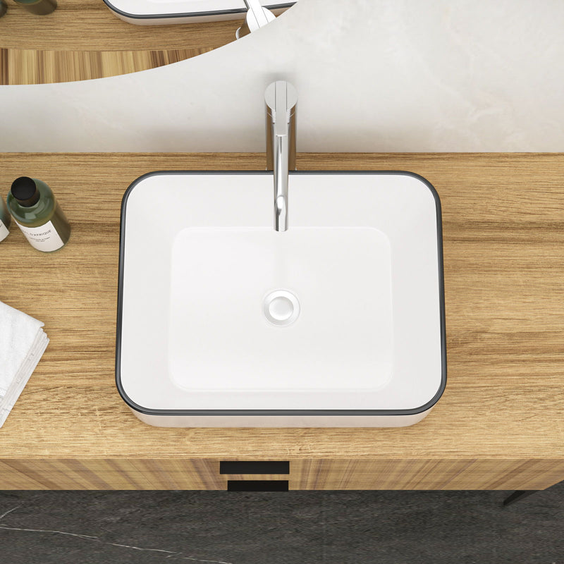Modern European Style Ceramic Rectangular Vessel Bathroom Sink