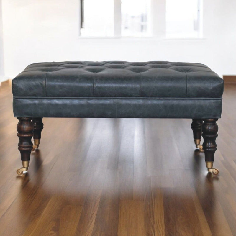 Buffalo - Leather Ottoman With Castor Legs