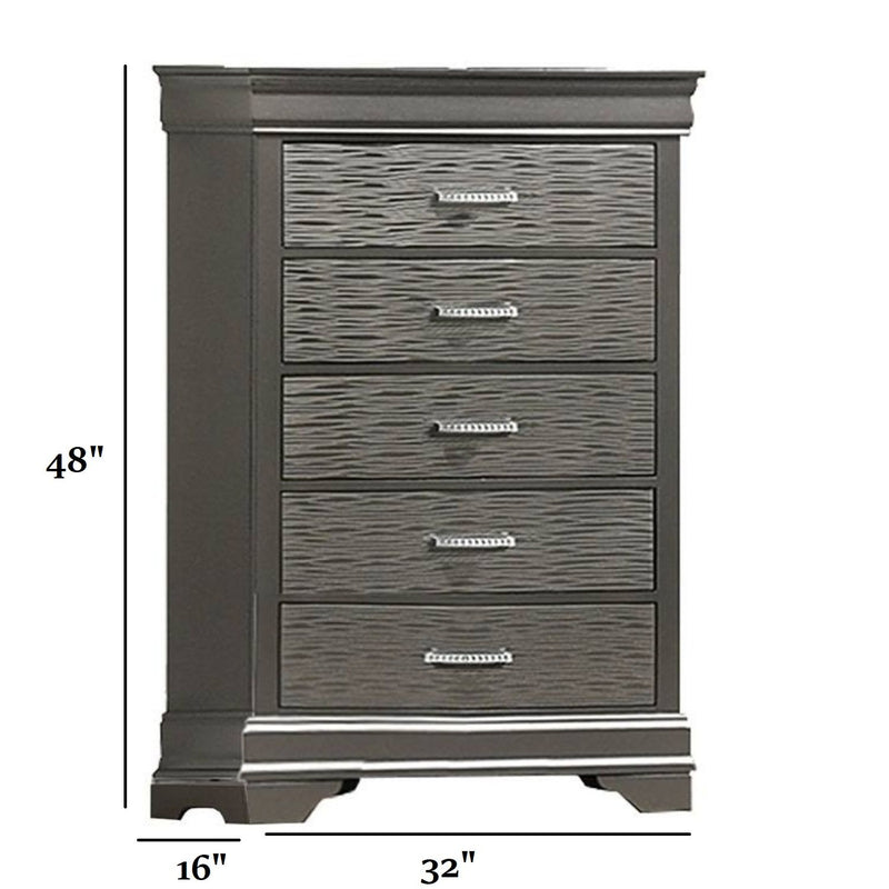 1 Piece Chest With Unique Drawers - Gray