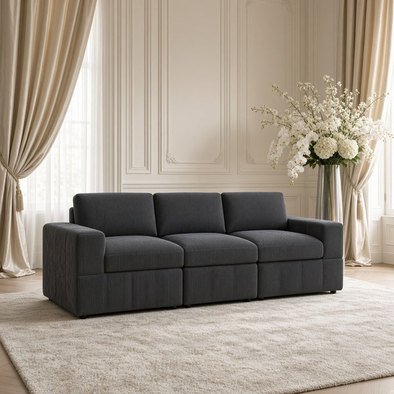 Oversized Modular Sectional Sofa 3 Piece Set For Living Room - Dark Gray