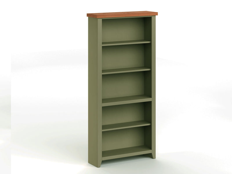 72" High 5 Shelf Bookcase - Sage Green And Fruitwood
