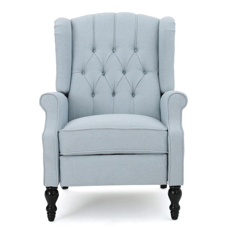 Armchair Recliner With Pushback Mechanism And Wingback Design