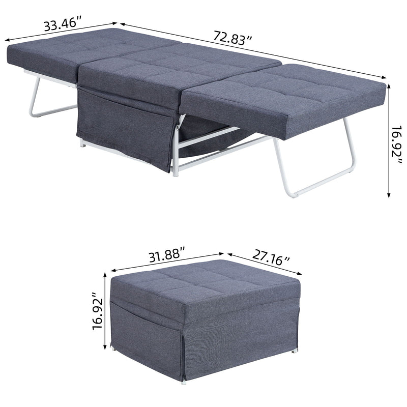 Modern Convertible Sofa Bed 4 In 1 Folding Ottoman Sleeper With Adjustable Backrest