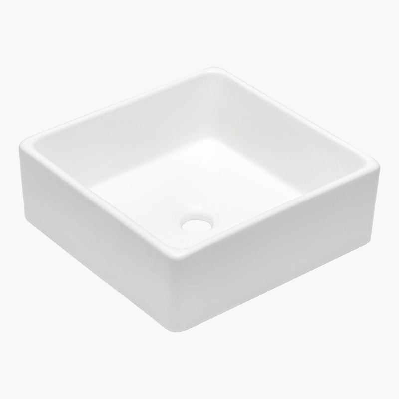 Elegant European Style Ceramic Square Vessel Bathroom Sink - White