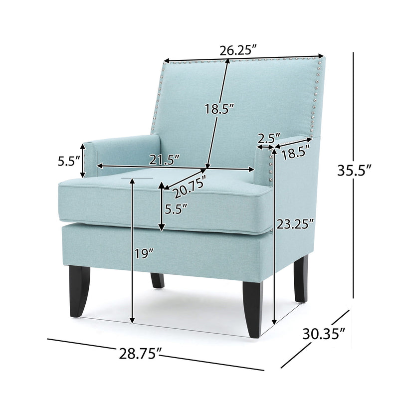 Serenada - Upholstered Fabric Club Chair With Nailhead Trim And Tapered Birch Legs