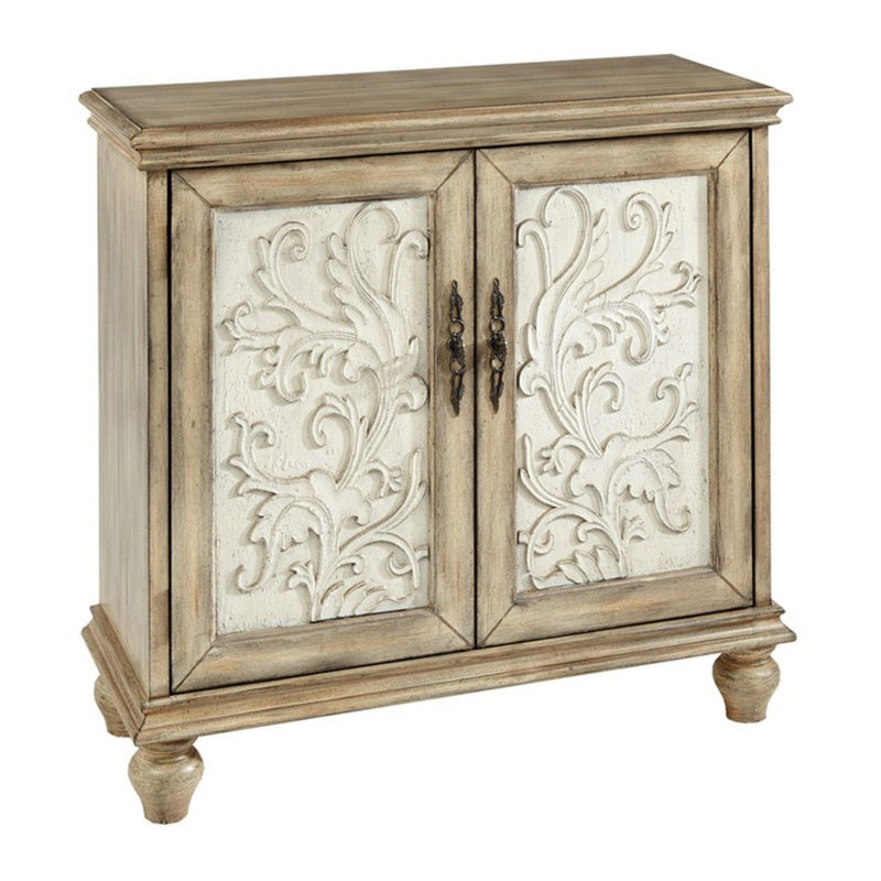 Driscoll - 2 Door Cabinet With Floral Design - Reclaimed Natural