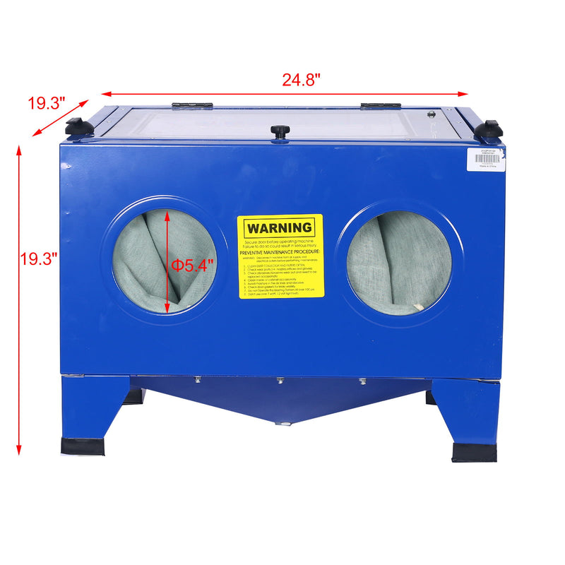 Bench Top Portable Sand Blaster Cabinet Kit 25 Gallon With 80 Psi Capacity - Blue