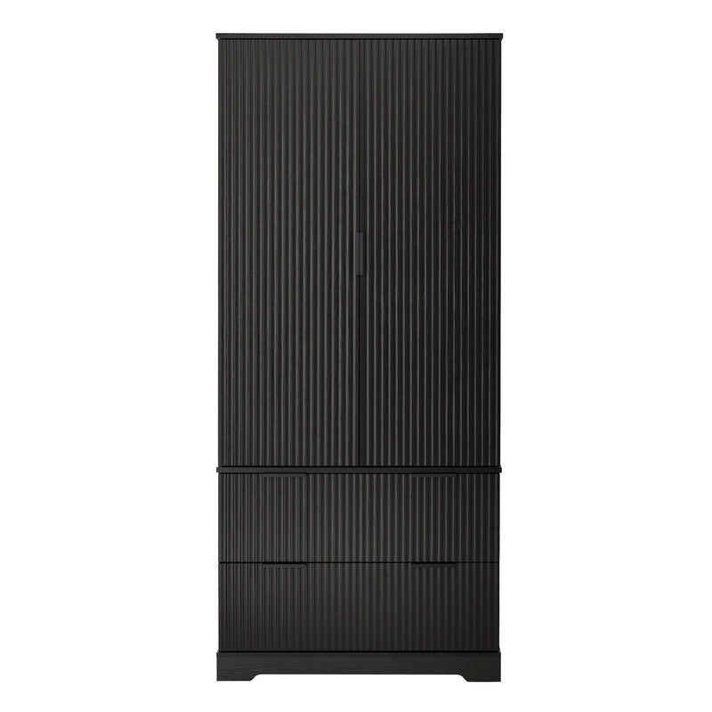 Fluted Kitchen Pantry Cabinet With 2 Large Drawers & 8 Door Spice Rack