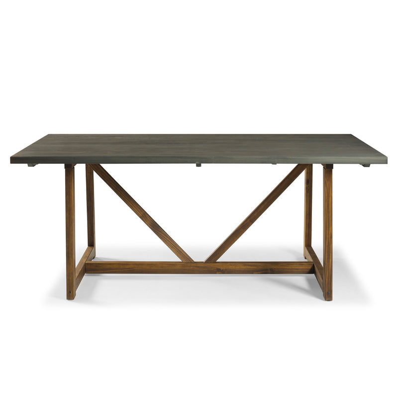V Frame Trestle Dining Table - Gray / Brown