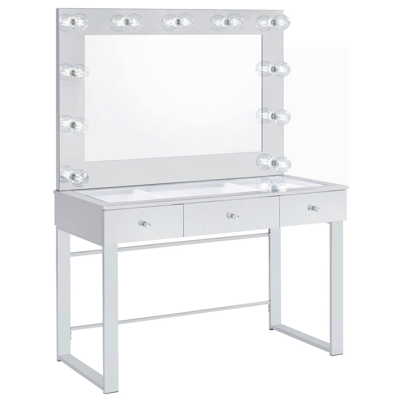 Trevor - 3 Drawer Makeup Vanity Table With Mirror - Chrome