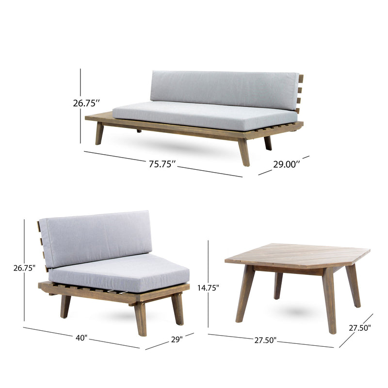 Hillcrest - V Shaped 4 Piece Sofa Set, Water Resistant