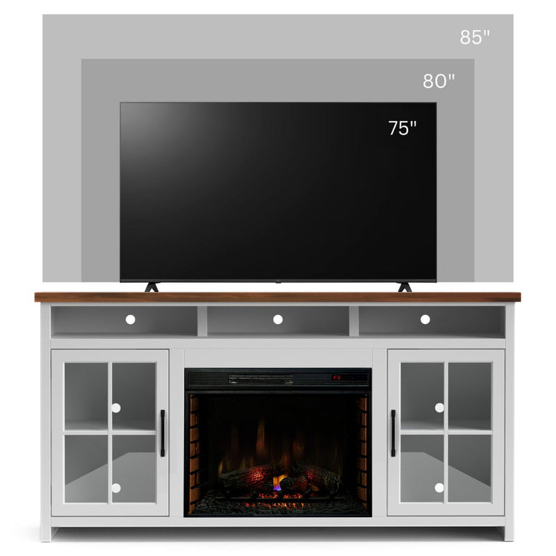 Fireplace TV Stand Console & Fixed Shelves