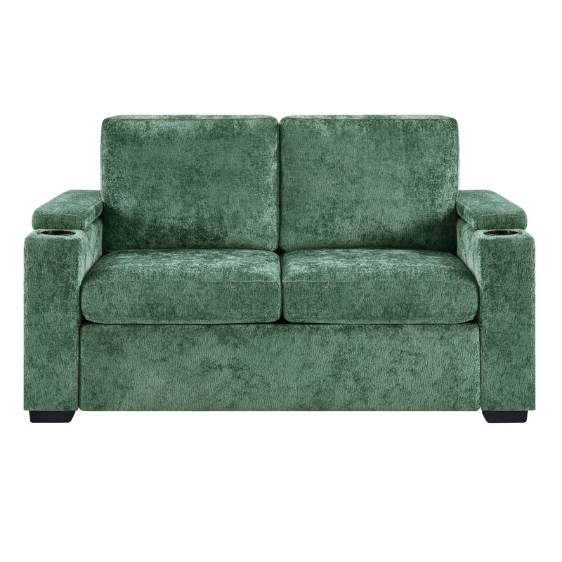 Pull Out Sofa Bed Loveseat With Twin Mattress, Cup Holders And Arm Storage