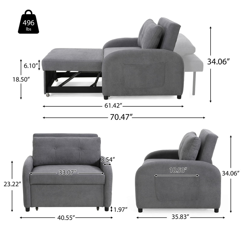 3 In 1 Convertible Sleeper Sofa Bed For Living Room