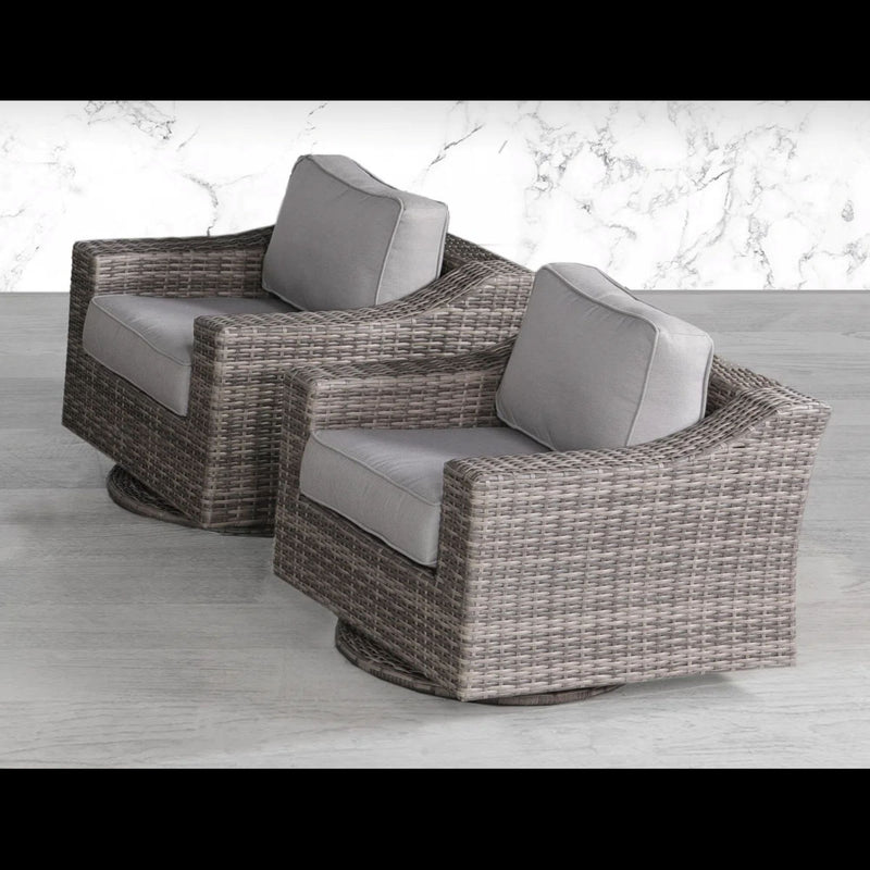 Swivel Patio Chair With Luxurious Cushions Perfect For Outdoor Relaxation (Set of 2) - Gray Mix
