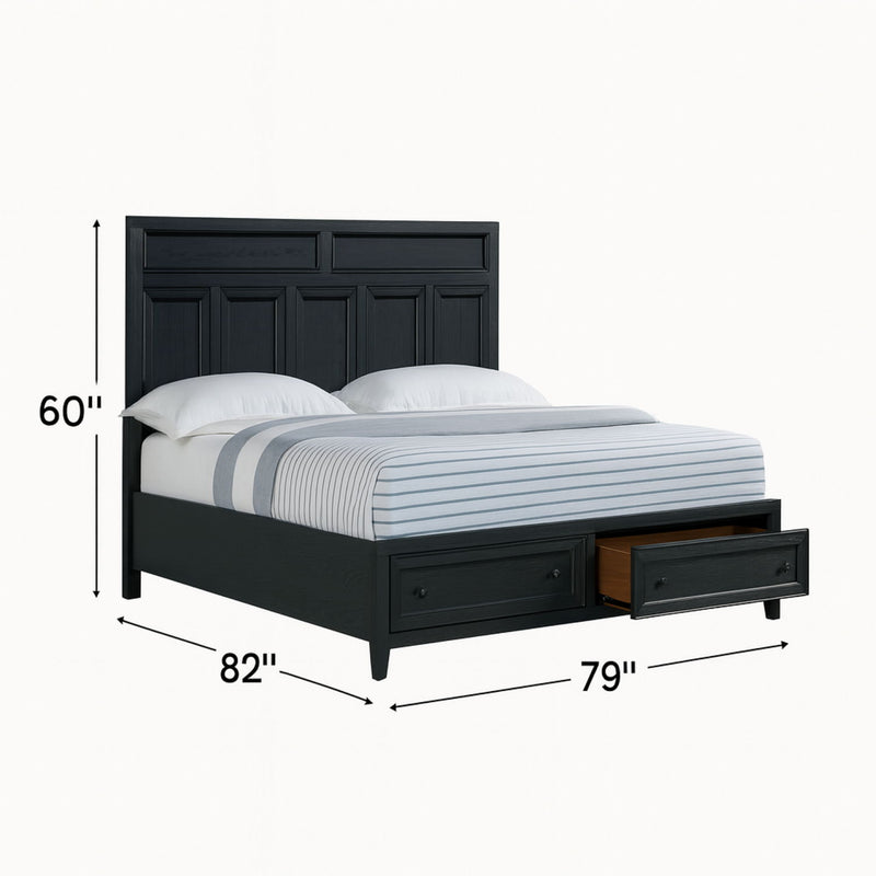 Storage Bed With Panel Headboard And Spacious Footboard Drawers