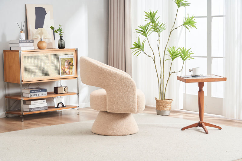 Round Barrel Accent Chair Armchair With Smooth Swivel Base