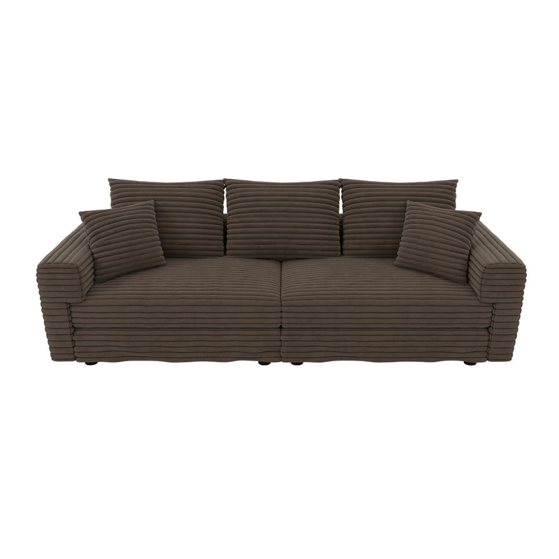 Plush Corduroy 4 Seat Sofa, Modern Comfy Upholstered Sofa Cloud Couch, Deep Seat Couches With Soft Pillows